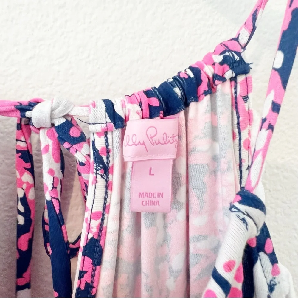 Lilly Pulitzer Blue and Pink Tie-Dye Jumpsuit with High Neckline - Picture 3 of 7